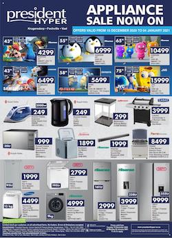 president hyper specials appliance sale 15 december 2020