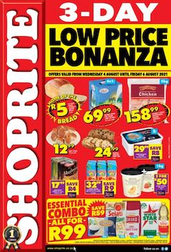 shoprite specials 3 day low price bonanza 4 6 august 2021