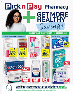 pick n pay specials pharmacy 13 sep 10 oct 2021
