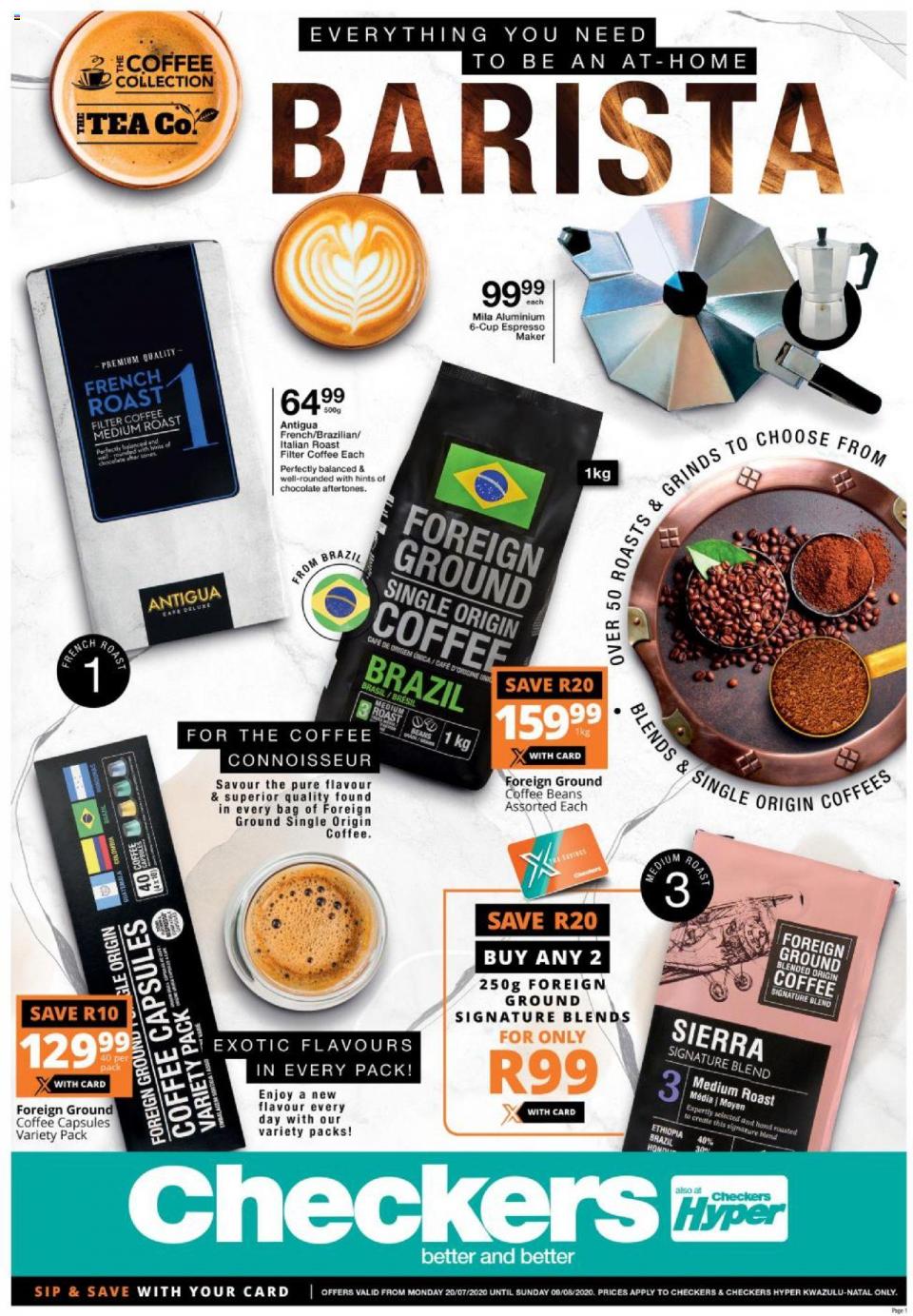 checkers specials coffee promotion 20 july 2020