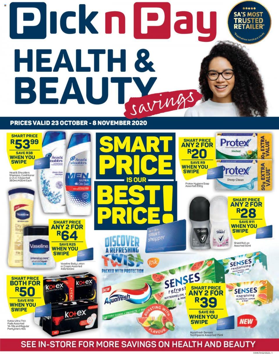 pick n pay specials health beauty savings 23 october 2020