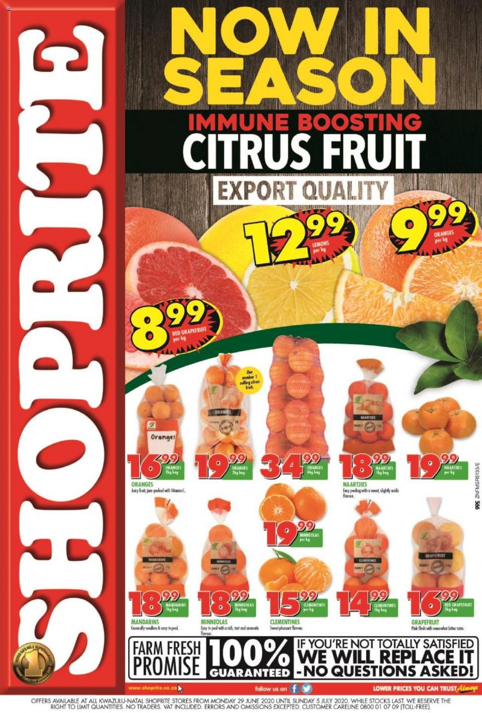 shoprite specials citrus fruit promotion 29 june 2020 kwazulu natal