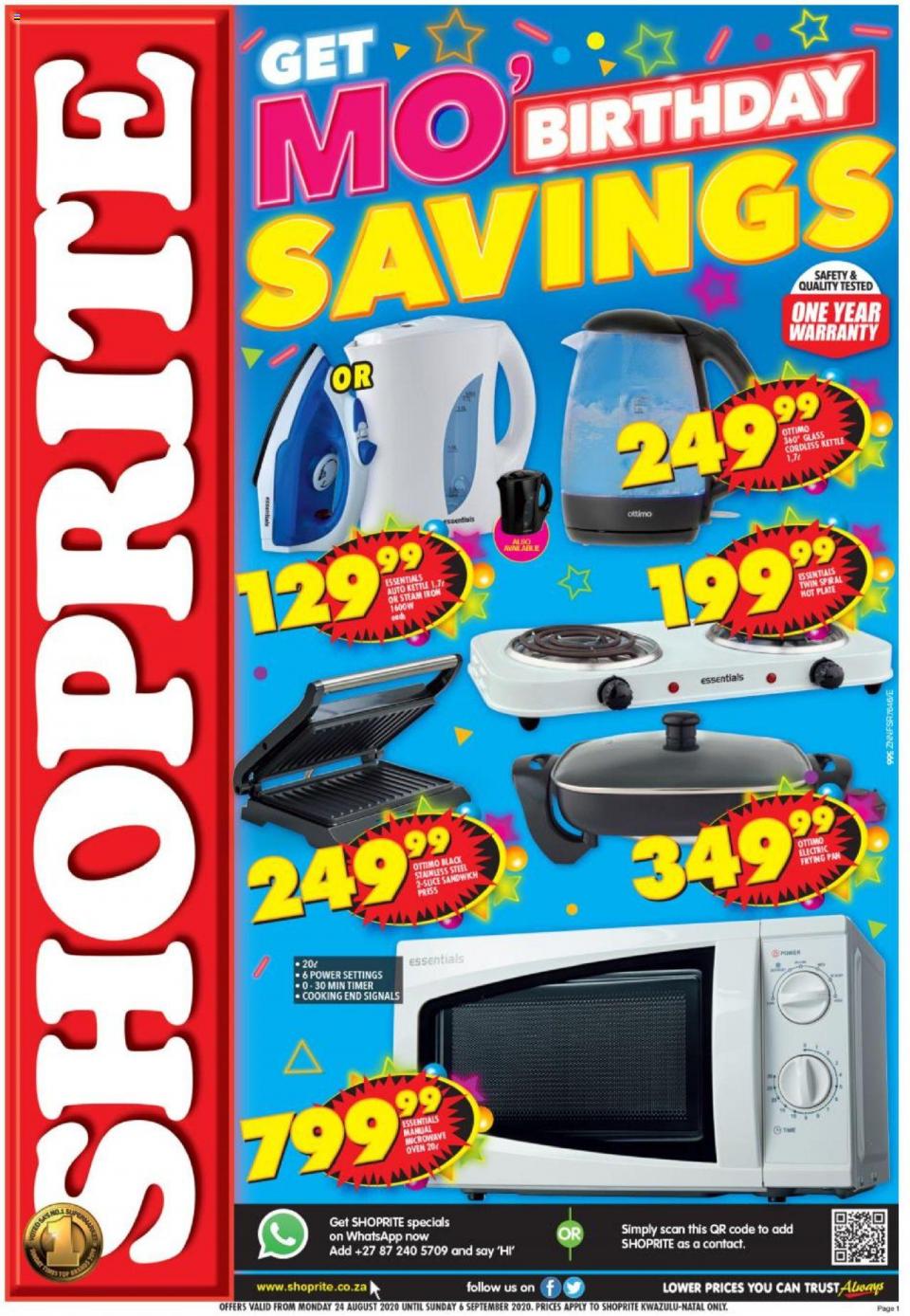 shoprite specials small appliances 24 august 2020