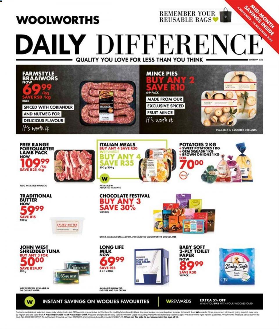 woolworths specials daily difference 04 november 2019