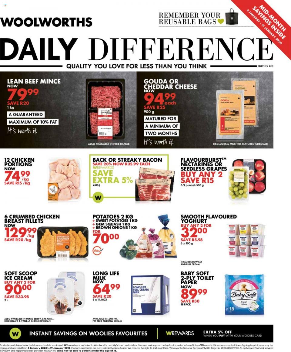 woolworths specials daily difference 10 january 2020